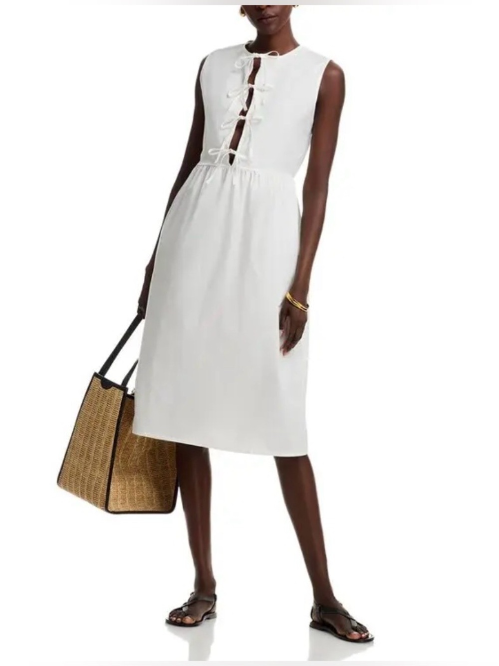 THE LULO PROJECT Hortensia Sleeveless White Tie-Front Dress NWT Medium